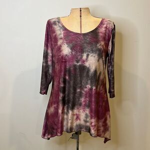 Shannon Ford New York Purple, Pink, Grey Scoop Neck Blouse - Size Medium